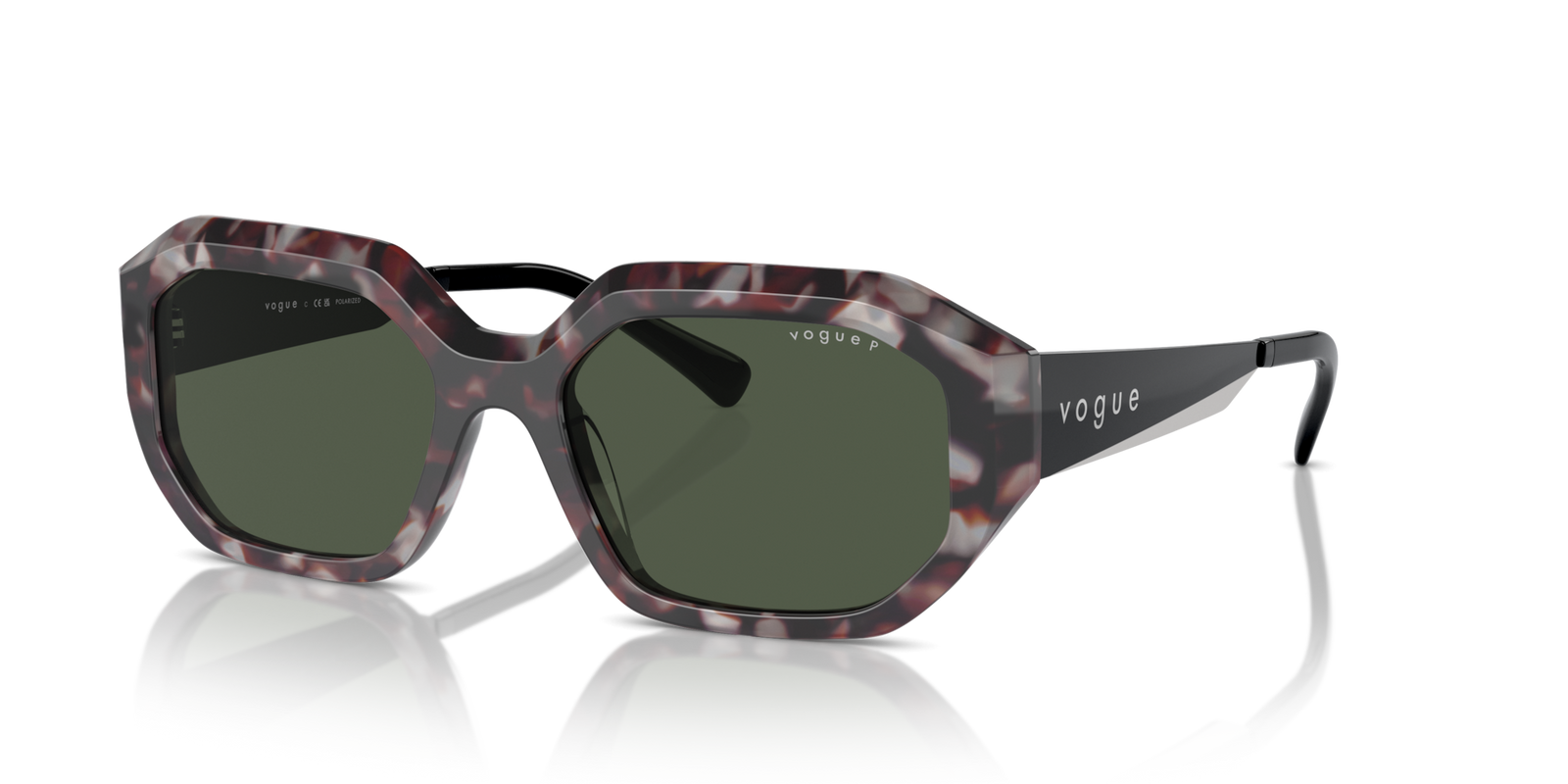 VOGUE バブミラー Vogue VO5554S with Grey Tortoise Frame and Dark Green Polarized